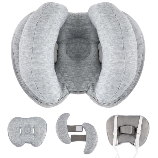 Blublu Park Upgraded 2 in 1 Baby Travel Pillow Adjustable Banana Shape Baby Neck Head Support Piloow Stroller Insert Cushion for Kids Toddler Grey